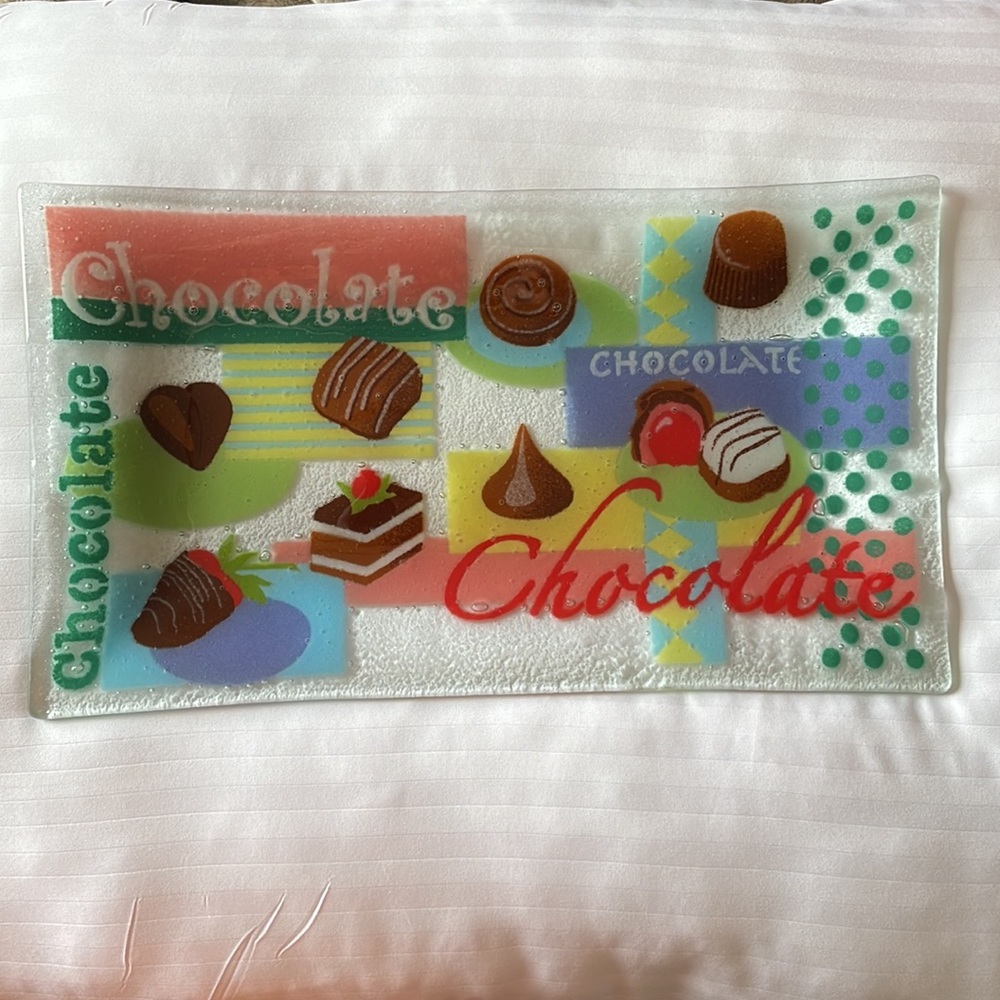 Peggy Karr 10” Fused Glass "Chocolate" Tray